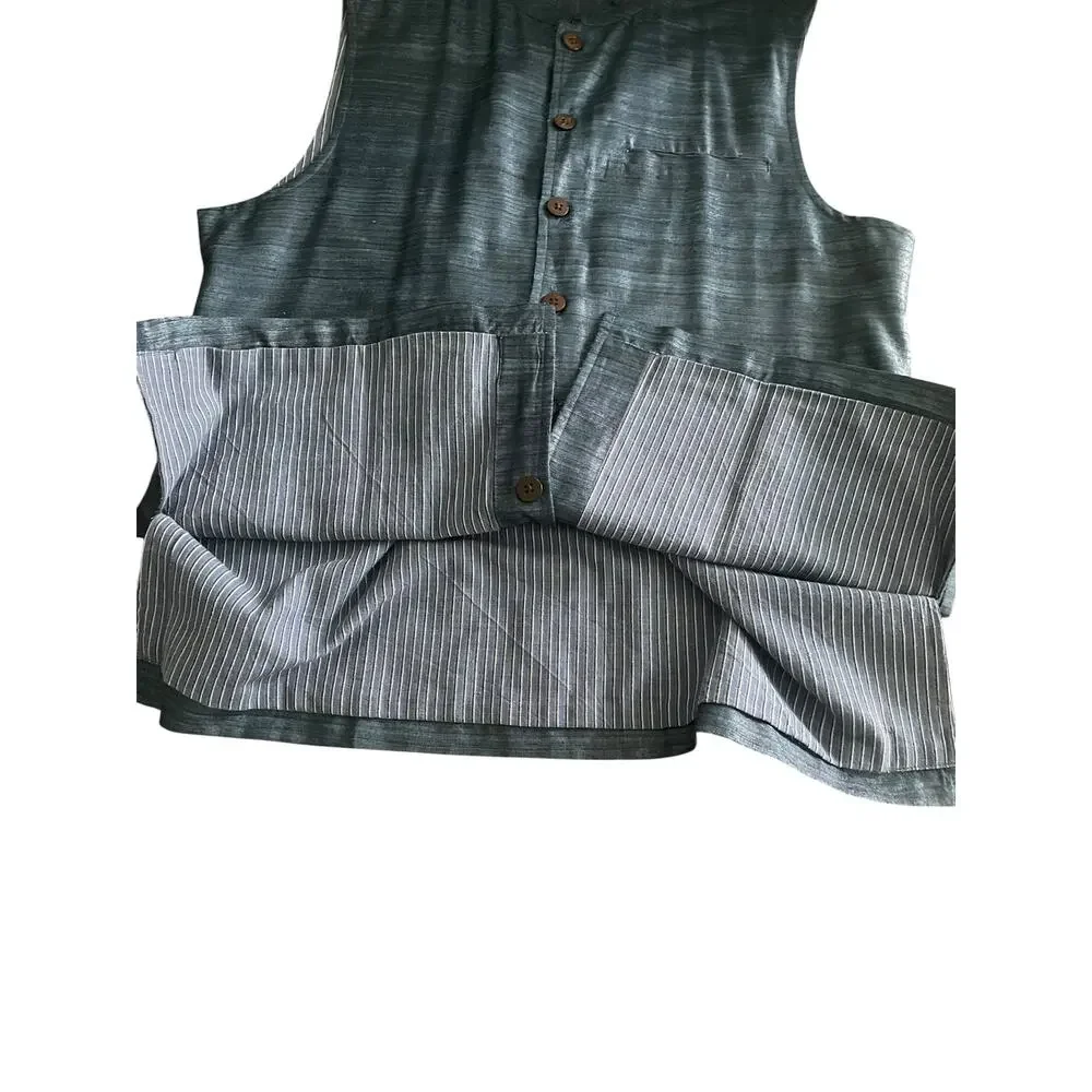 Fabindia Silk Nehru Vest in Blue Size 40